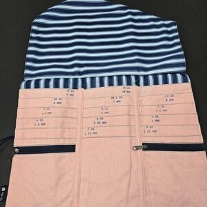Della Q Pink Linen Knitting Needle Organizer Tri-Fold Circular Needle Case